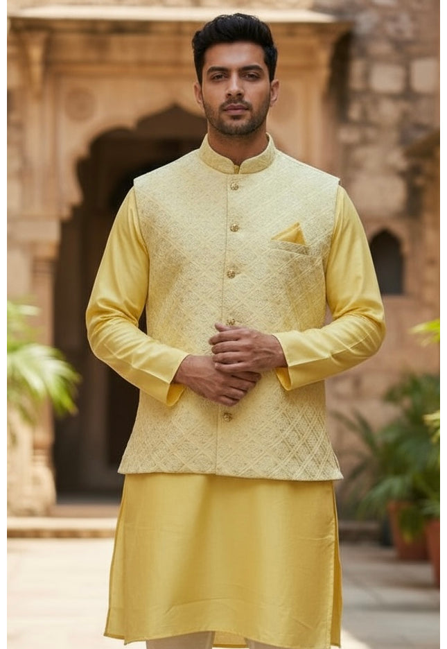 Silk Kurta set with jacket