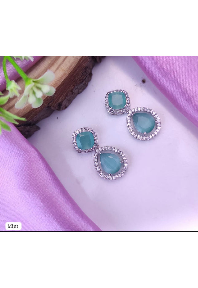 AD earrings: Sea green - Kurti Connection USA