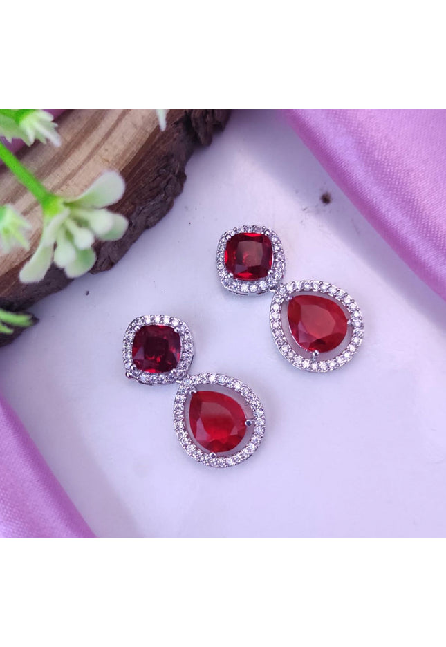 AD earrings: red - Kurti Connection USA