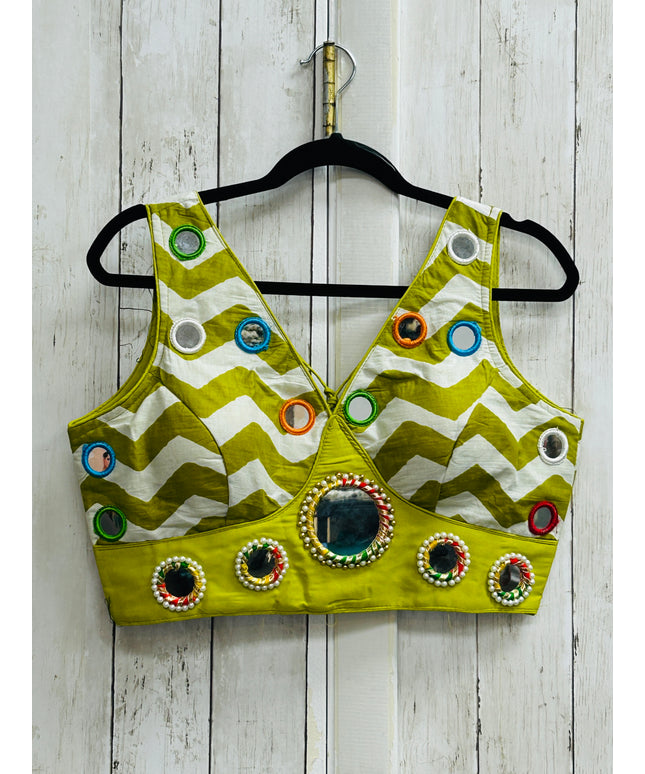 Cotton mirror work blouse