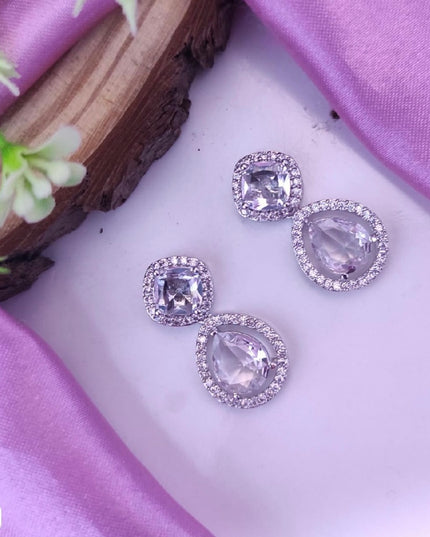 AD earrings: white - Kurti Connection USA