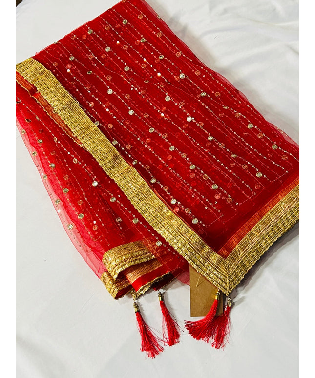 Red net dupatta