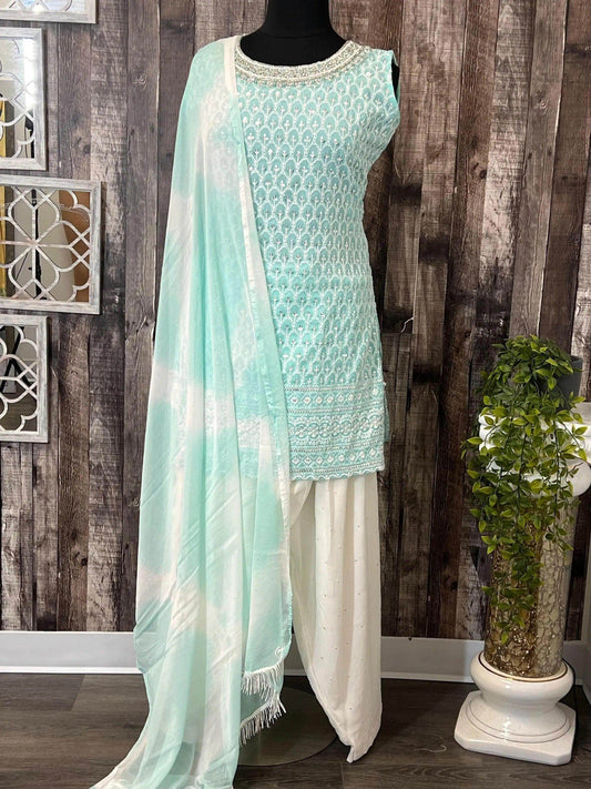 Georgette chikankari salwar suit, party wear salwar kameez - Kurti Connection USA