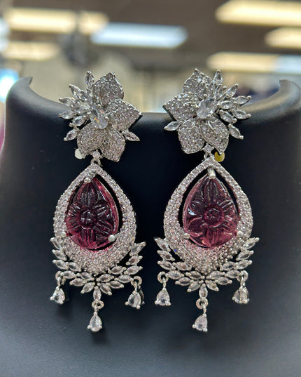 Pink stone earrings - Kurti Connection USA
