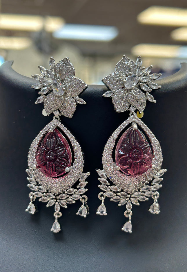 Pink stone earrings - Kurti Connection USA