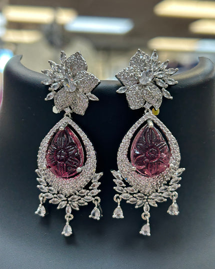 Pink stone earrings - Kurti Connection USA