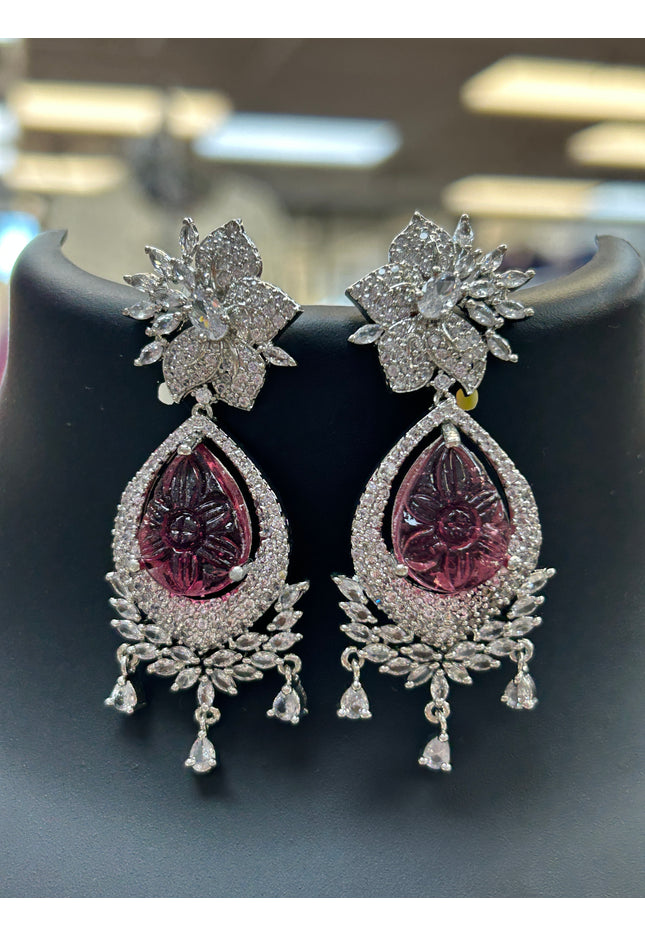 Pink stone earrings - Kurti Connection USA