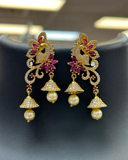 AD earrings / latest double jhumki earrings - Kurti Connection USA
