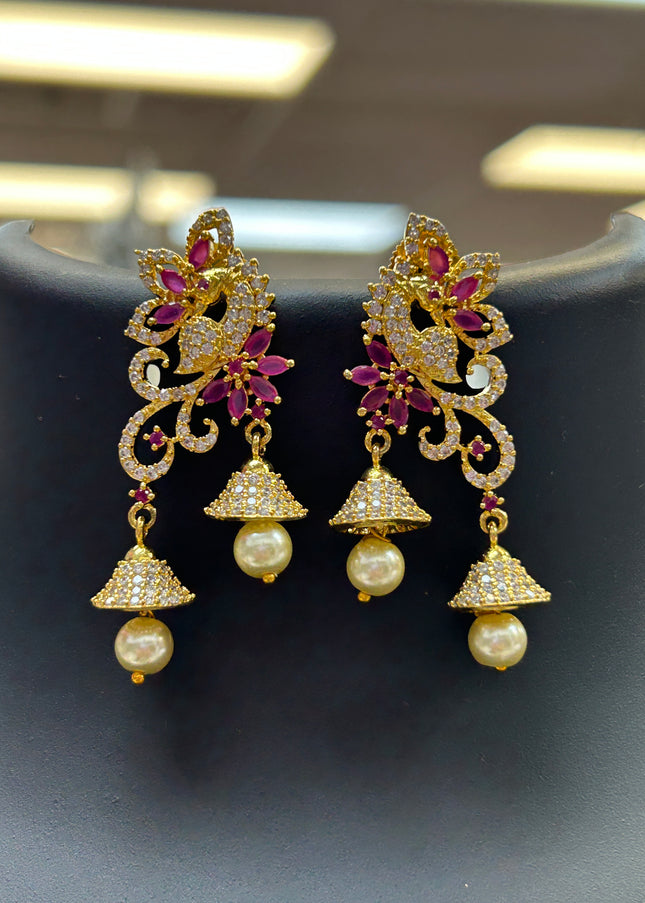 AD earrings / latest double jhumki earrings - Kurti Connection USA