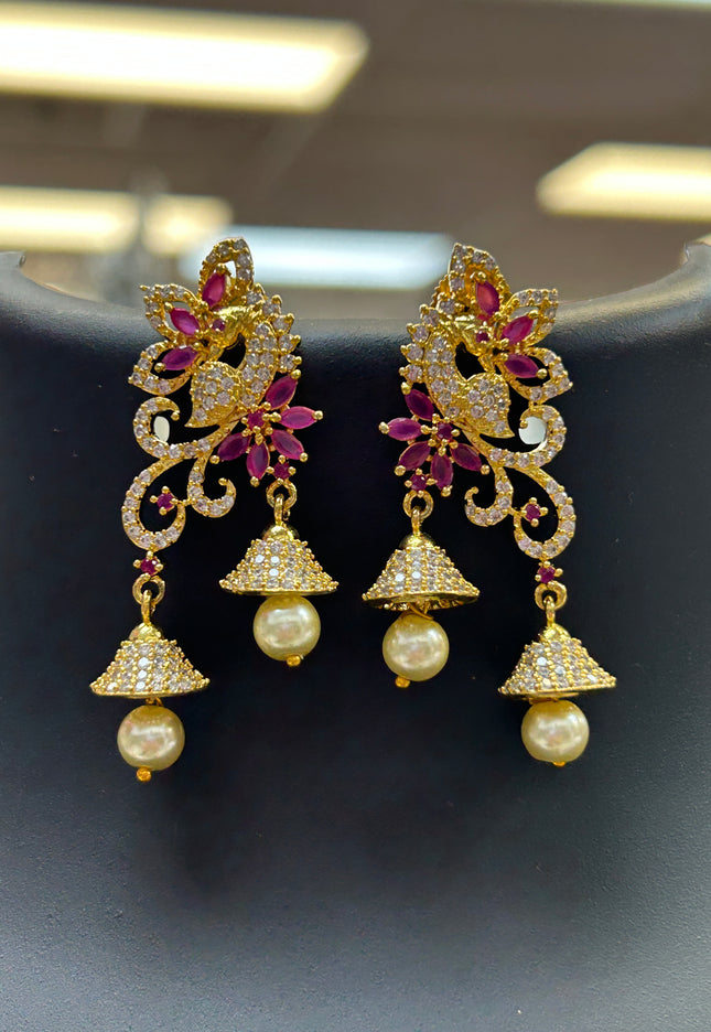 AD earrings / latest double jhumki earrings - Kurti Connection USA