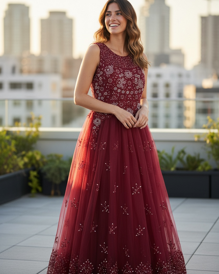 Net party wear dress