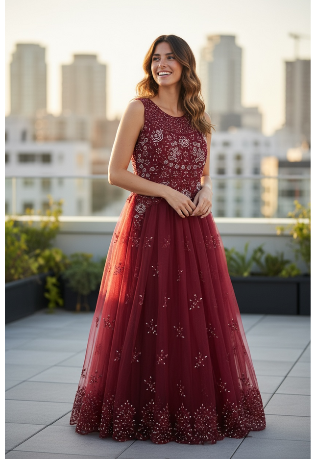 Net party wear dress