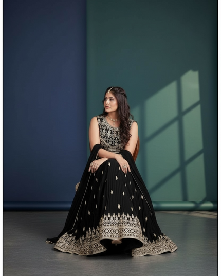 Black Lehenga Choli Set - Party Wear Indian Ethnic