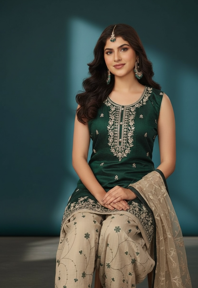 Cotton silk salwar suit