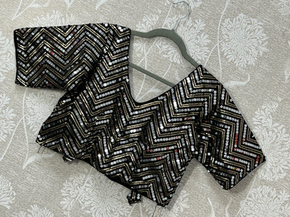 Black sequin blouse by Kurti Connection USA