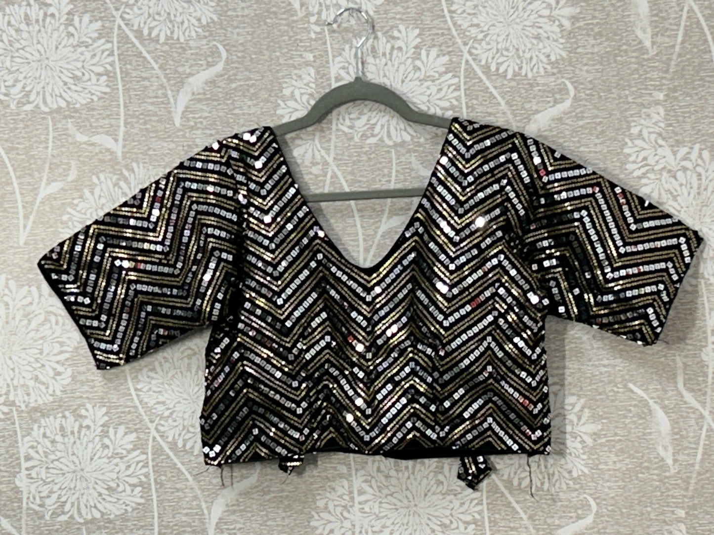 Black sequin blouse by Kurti Connection USA