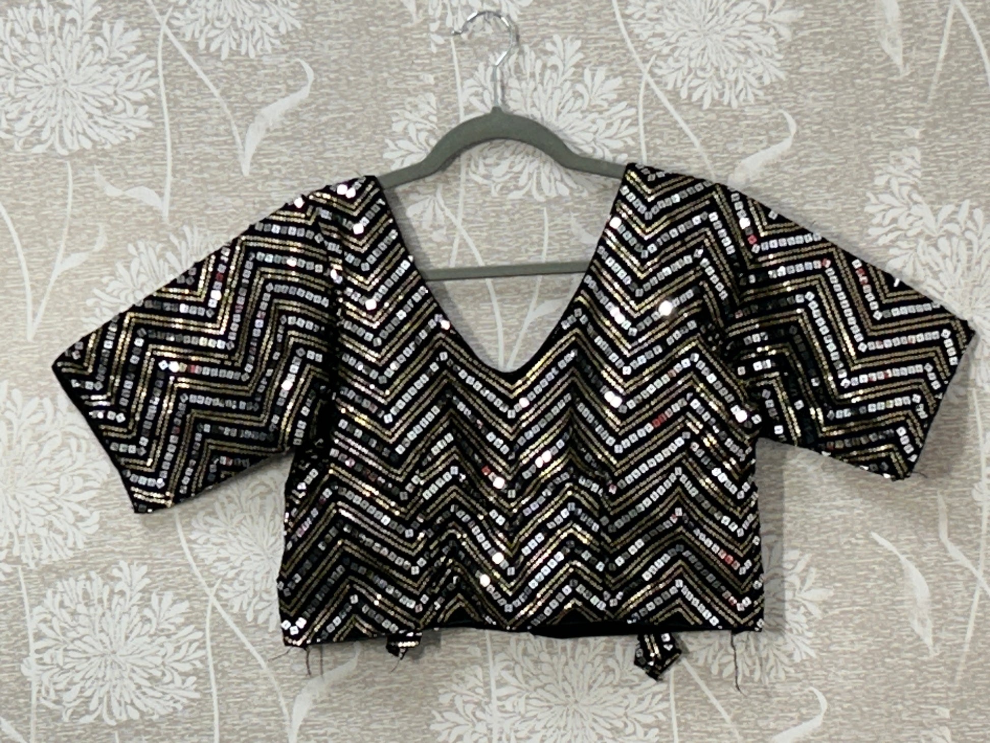 Black sequin blouse by Kurti Connection USA