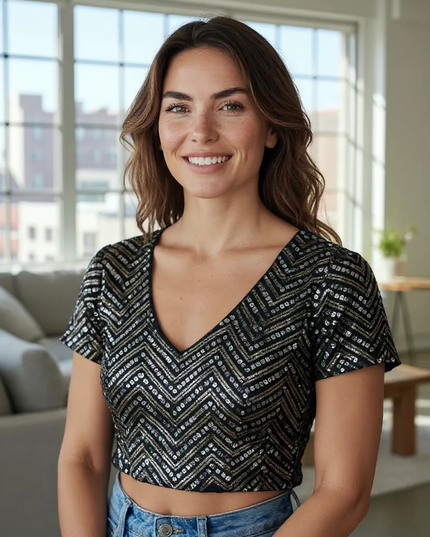 Black sequin blouse