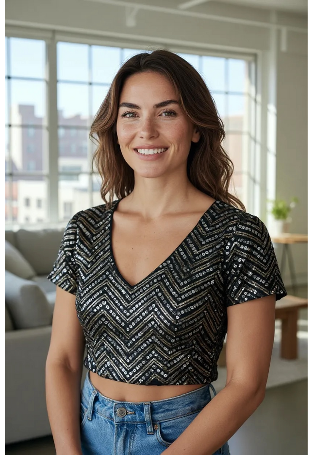 Black sequin blouse