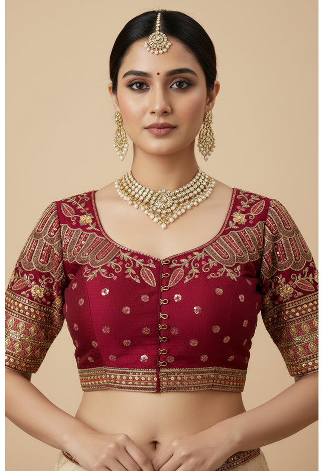 Designer party wear blouse : magenta pink