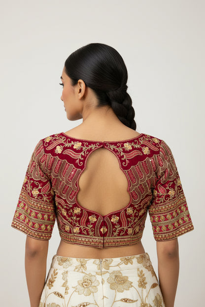Designer party wear blouse : magenta pink by Kurti Connection USA