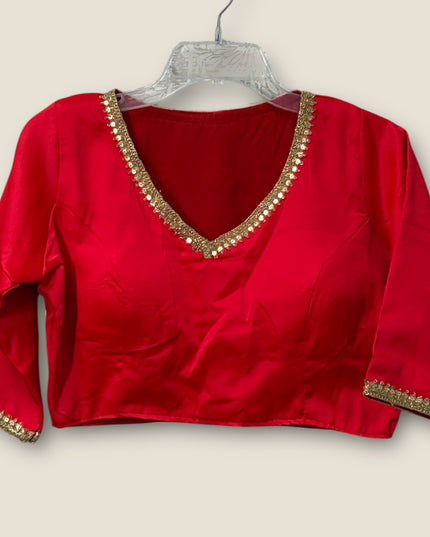 Plain red satin silk blouse