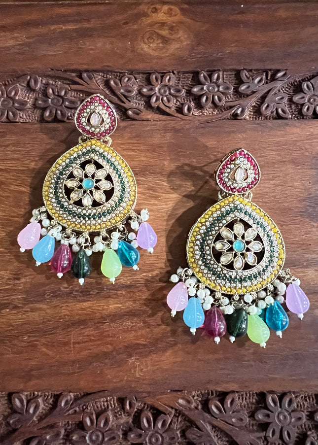 Multi color stone earrings