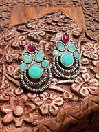 Antique silver finish earrings by Kurti Connection USA