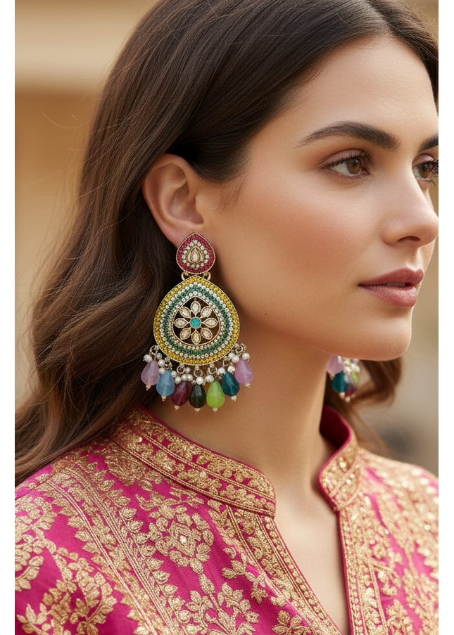 Multi color stone earrings