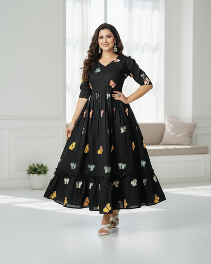 Chiffon long Kurti : black