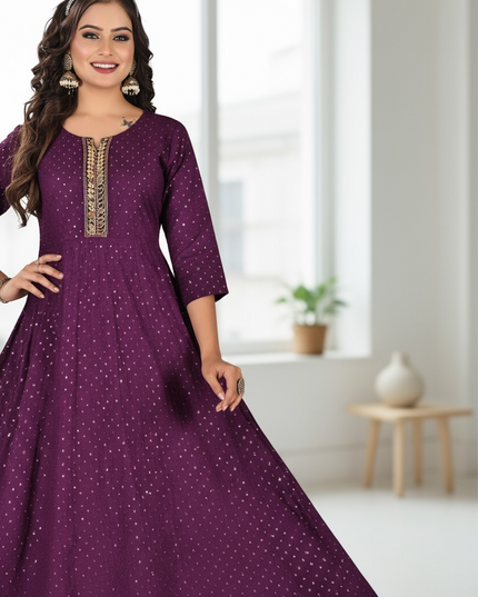 Rayon cotton long kurti