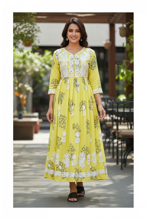 Chikankari cotton Kurti