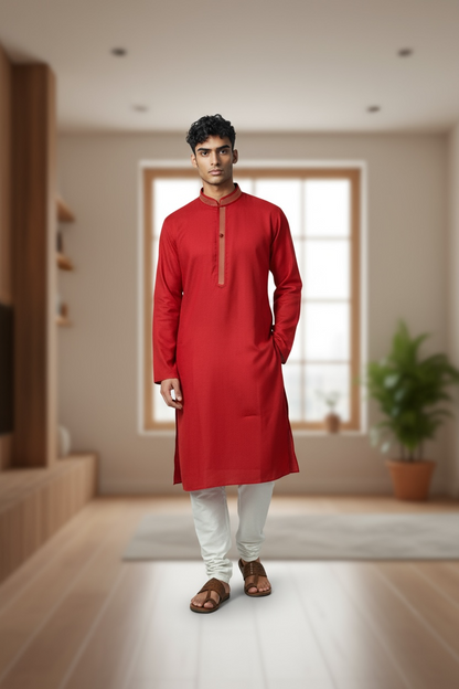 Red kurta set by Kurti Connection USA