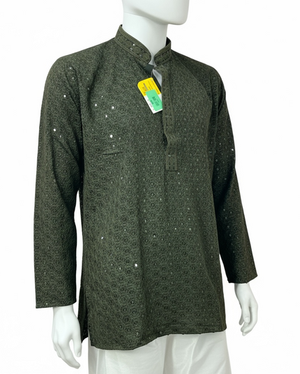 Dark green short kurta