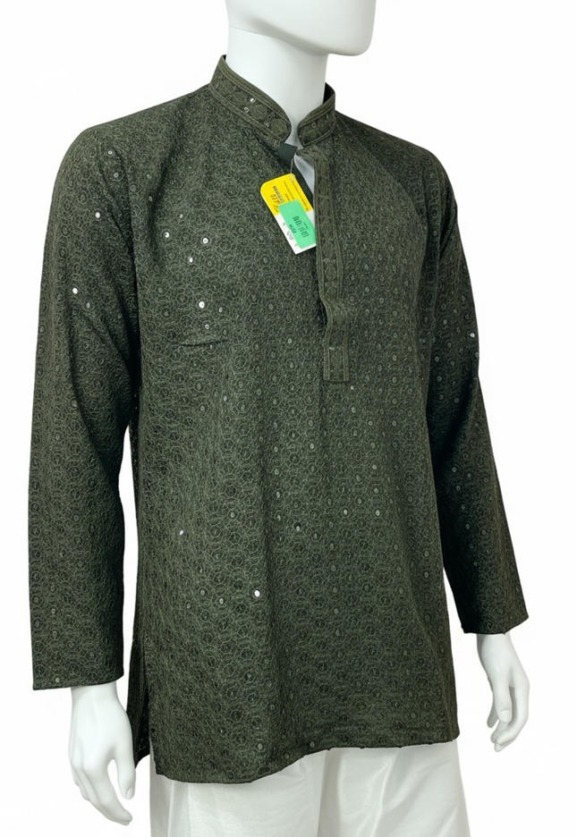 Dark green short kurta