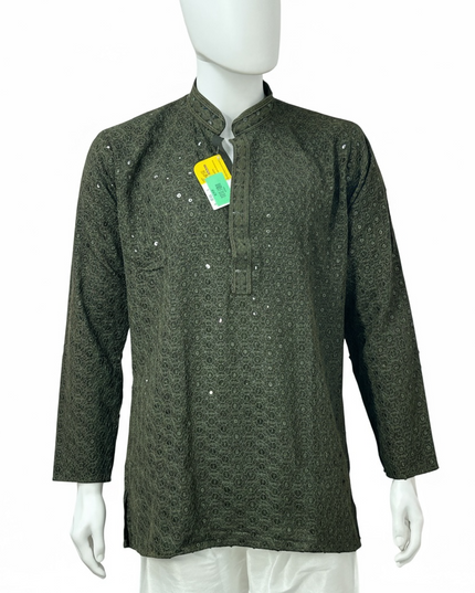 Dark green short kurta