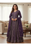 Heavy party wear Chinon silk gown/ Anarkali dress by Kurti Connection USA