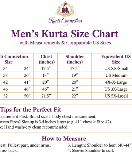 Men's Kurta Size Chart