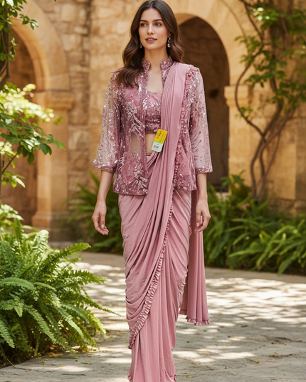 Readymade saree / pre stitched saree with blouse and jacket