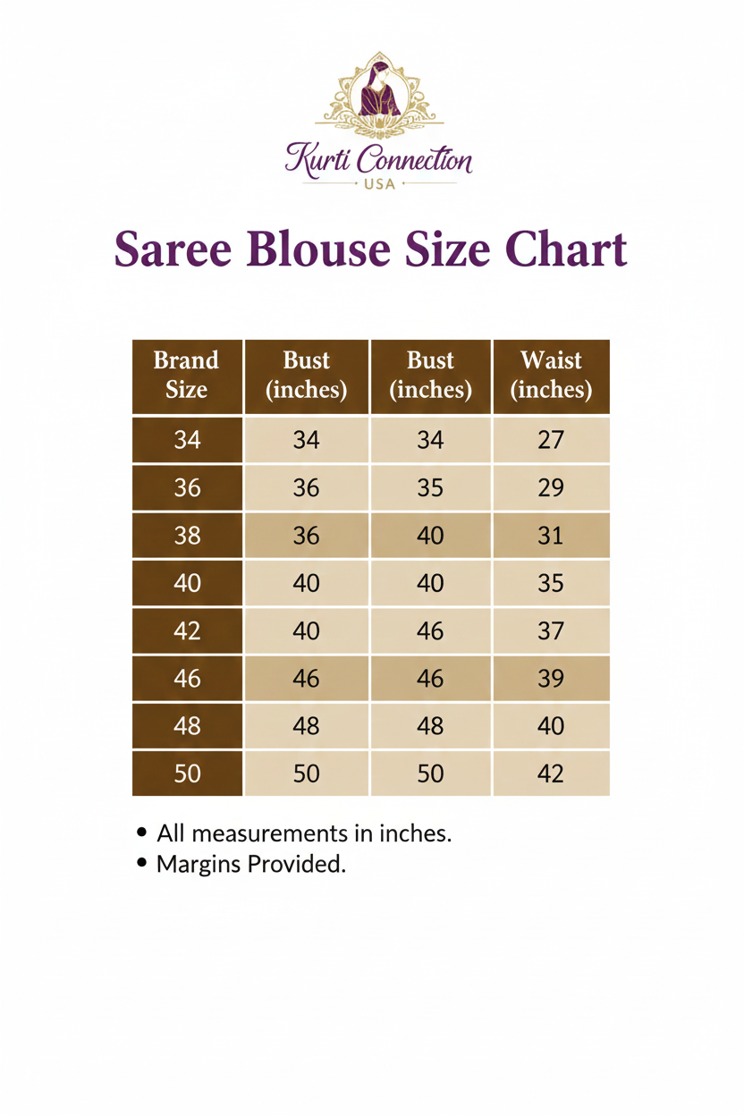 Saree Blouse Size Chart
