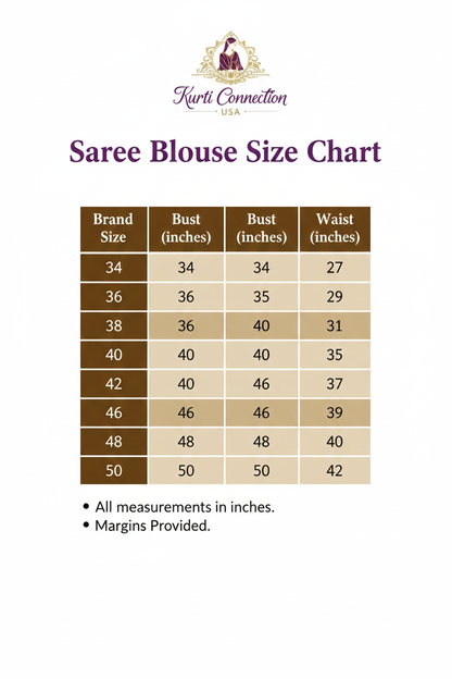 Saree Blouse Size Chart