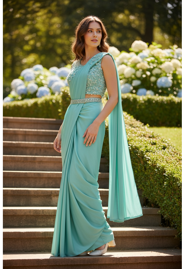 Ready to wear saree with hip belt