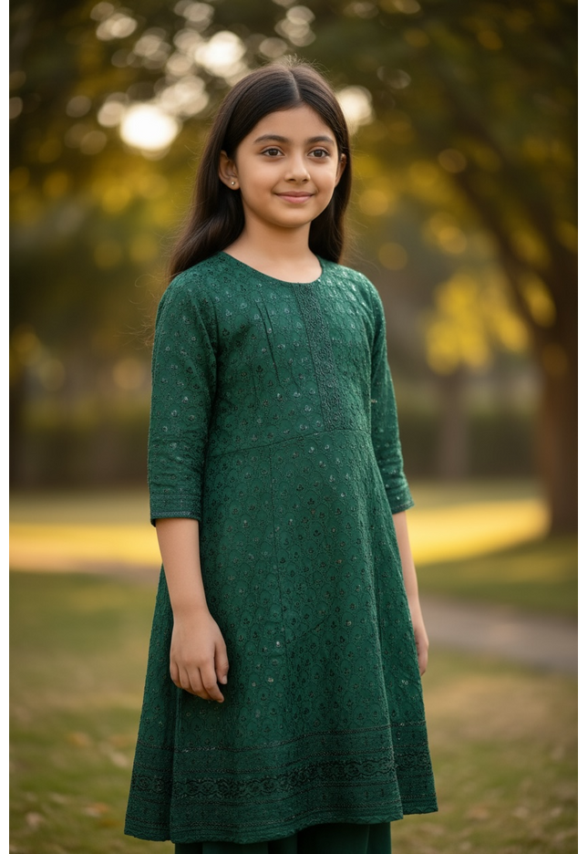 Chikankari kurti for little girls
