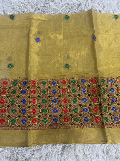 Blouse piece with embroidery work / cut piece 1 meter