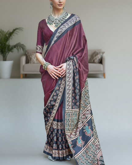 Ajrakh print saree
