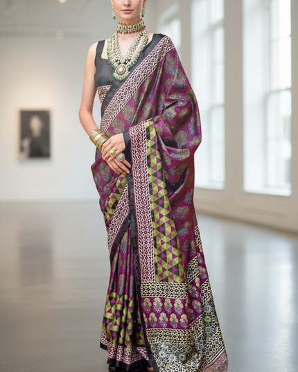 Ajrakh print saree