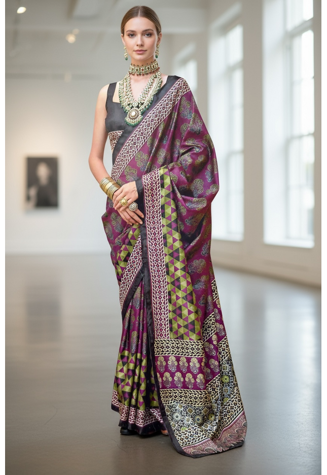 Ajrakh print saree