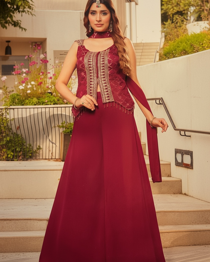 Banarasi silk sharara suit