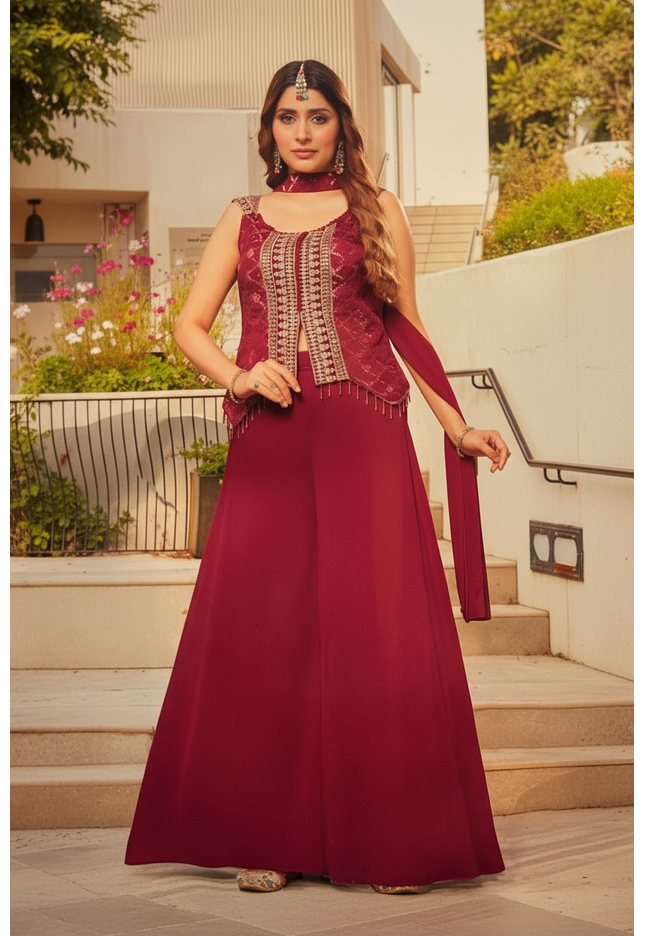 Banarasi silk sharara suit