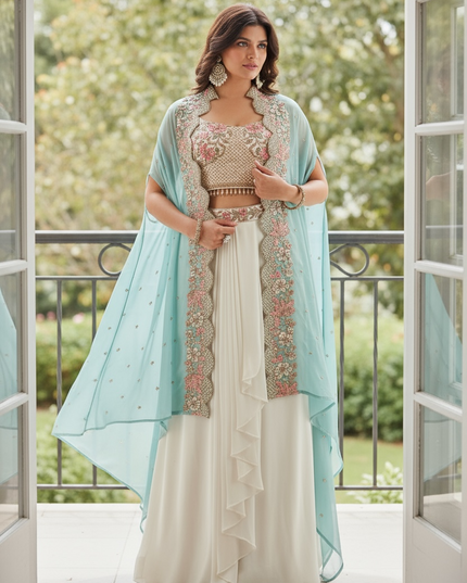 Crop top set with dhoti skirt